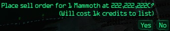 Place sell order - Confirm sale of Mammoth