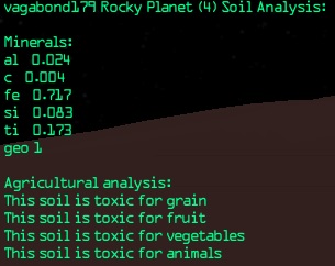 Soil analysis of Geo 1 planet with 72% iron (low silicon)