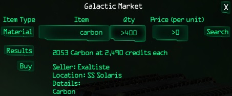 Galactic market. Reviewing a carbon offer.